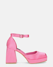 VIDA - scarpe con tacco squadrato in satin rosa