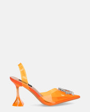 KENAN - scarpe in perspex arancio con decorazione di gemme in punta