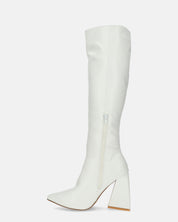 TRUDY - stivali alti con tacco alto in PU bianco