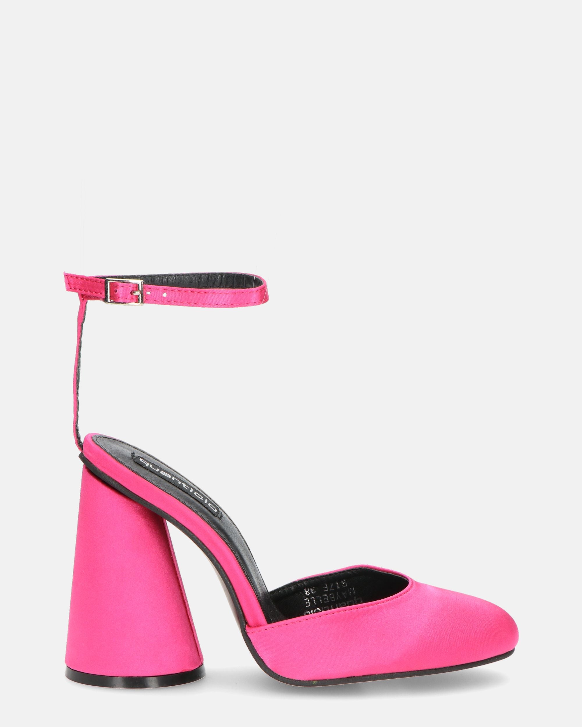 MAYBELLE - sandali in lycra fucsia con tacco cilindrico