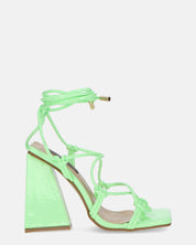 NURAY - sandali con tacco alto in glassy verde con lacci