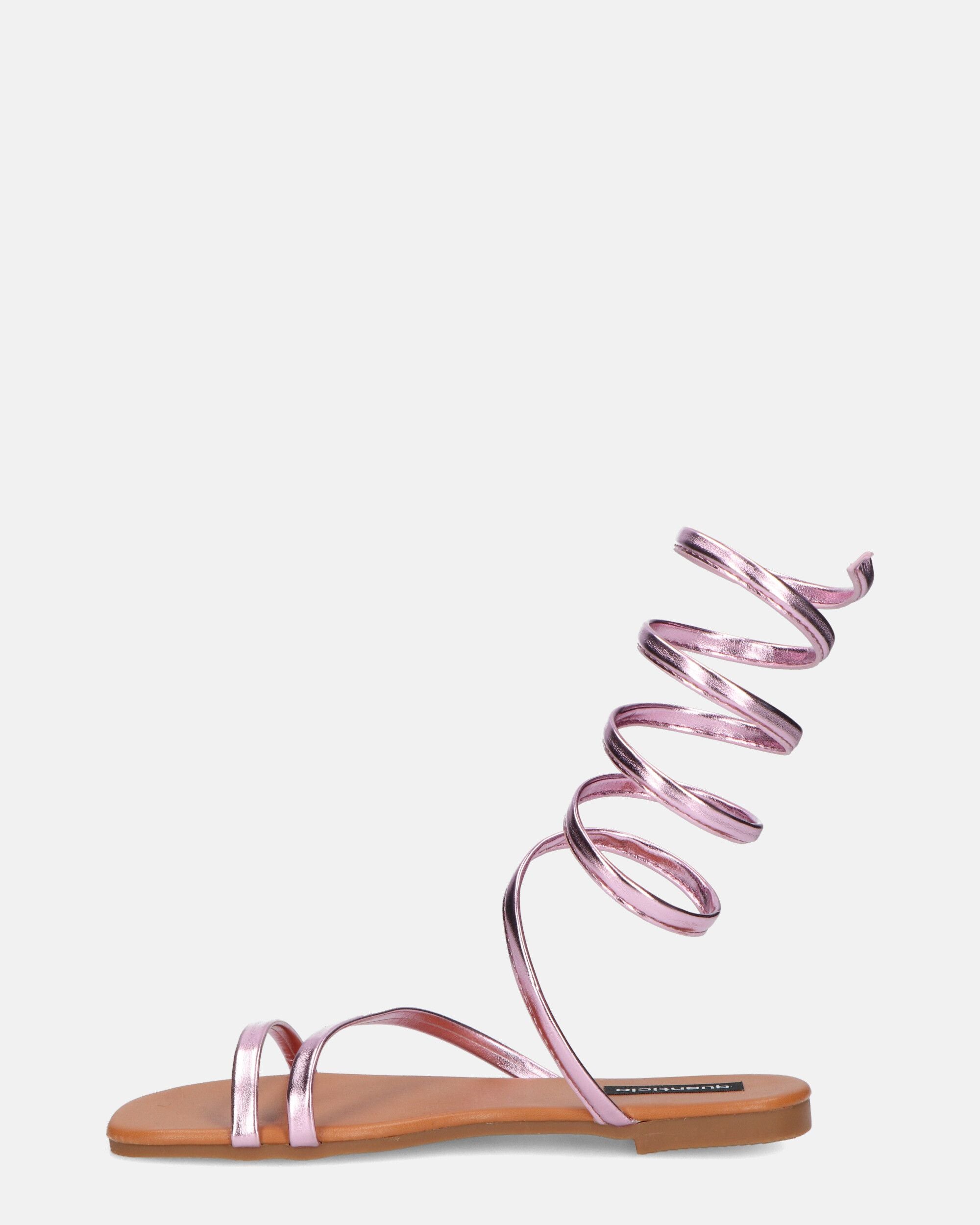 SIENNA - sandali con suola rosa e spirale rosa