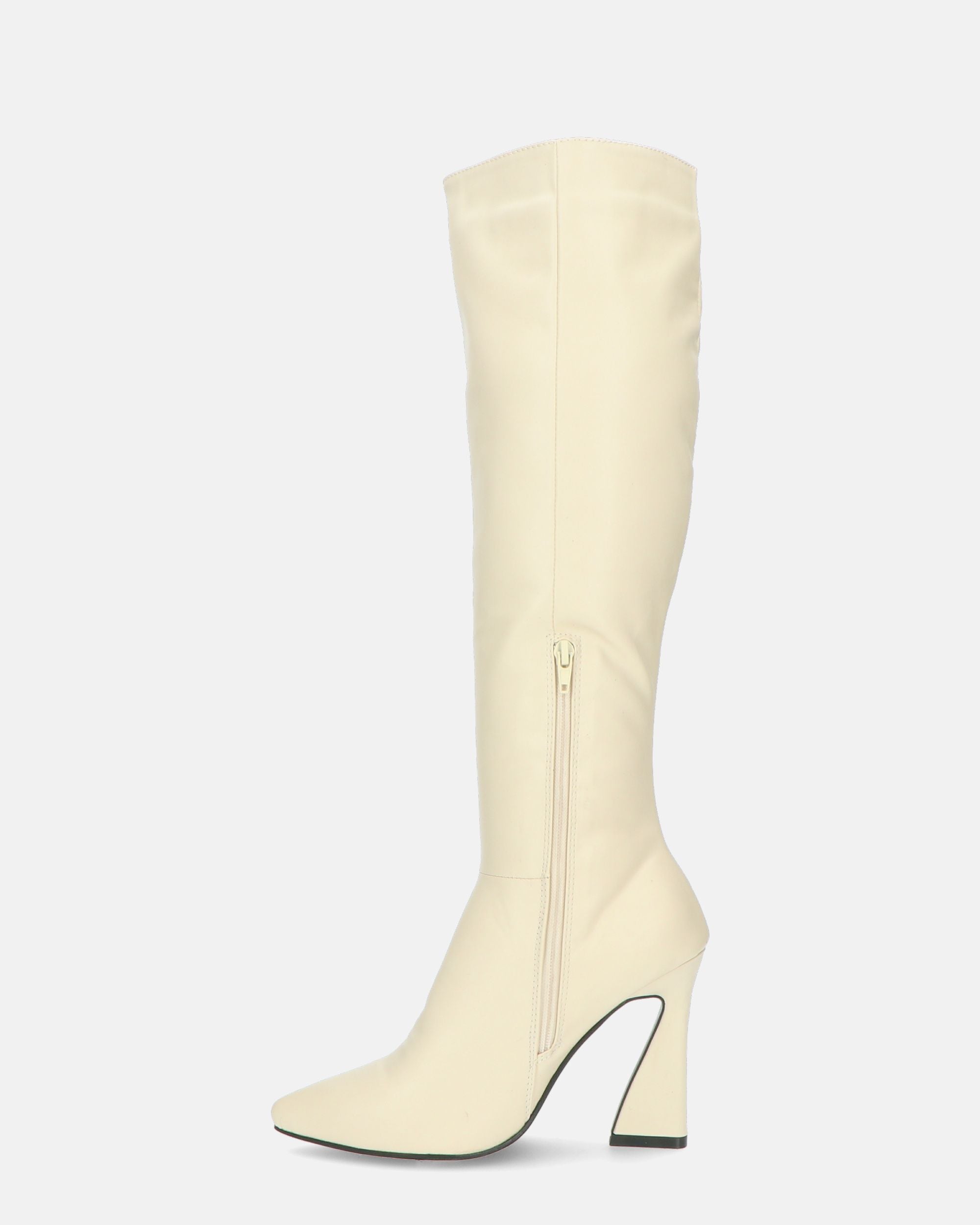 KELLY - stivale alto beige con cerniera laterale