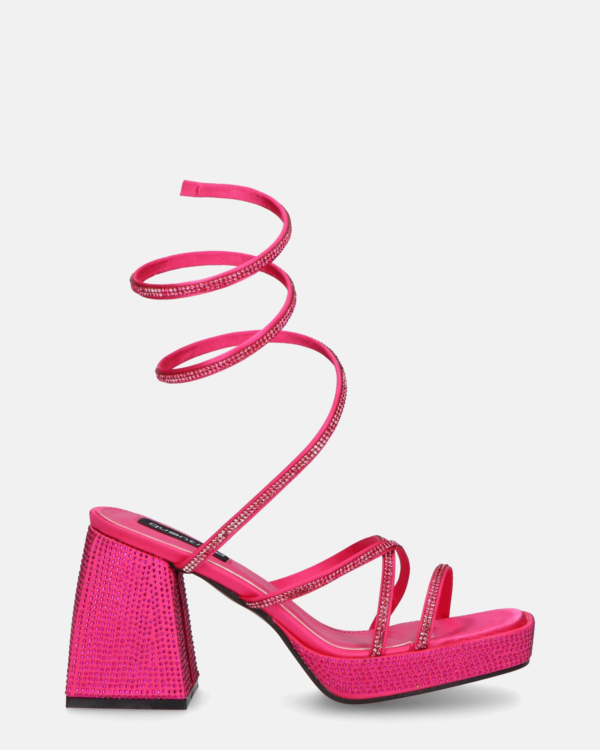 AZUKA - sandales fuchsia à talon et spirale