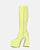 BECKA - stivali alti in glassy giallo con cerniera e tacco squadrato