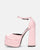 DELANEY - décolleté rosa in raso, tacco alto e doppio plateau