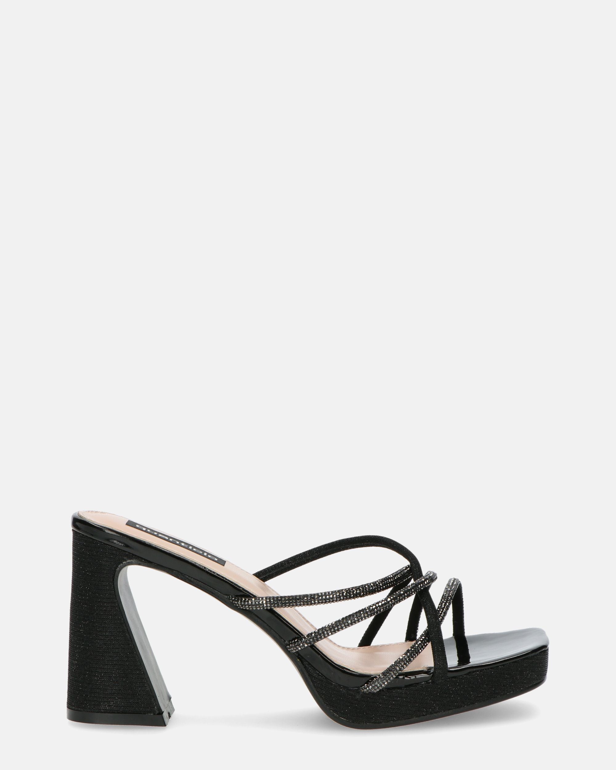 EVANTHI - scarpe con tacco in glitter nero