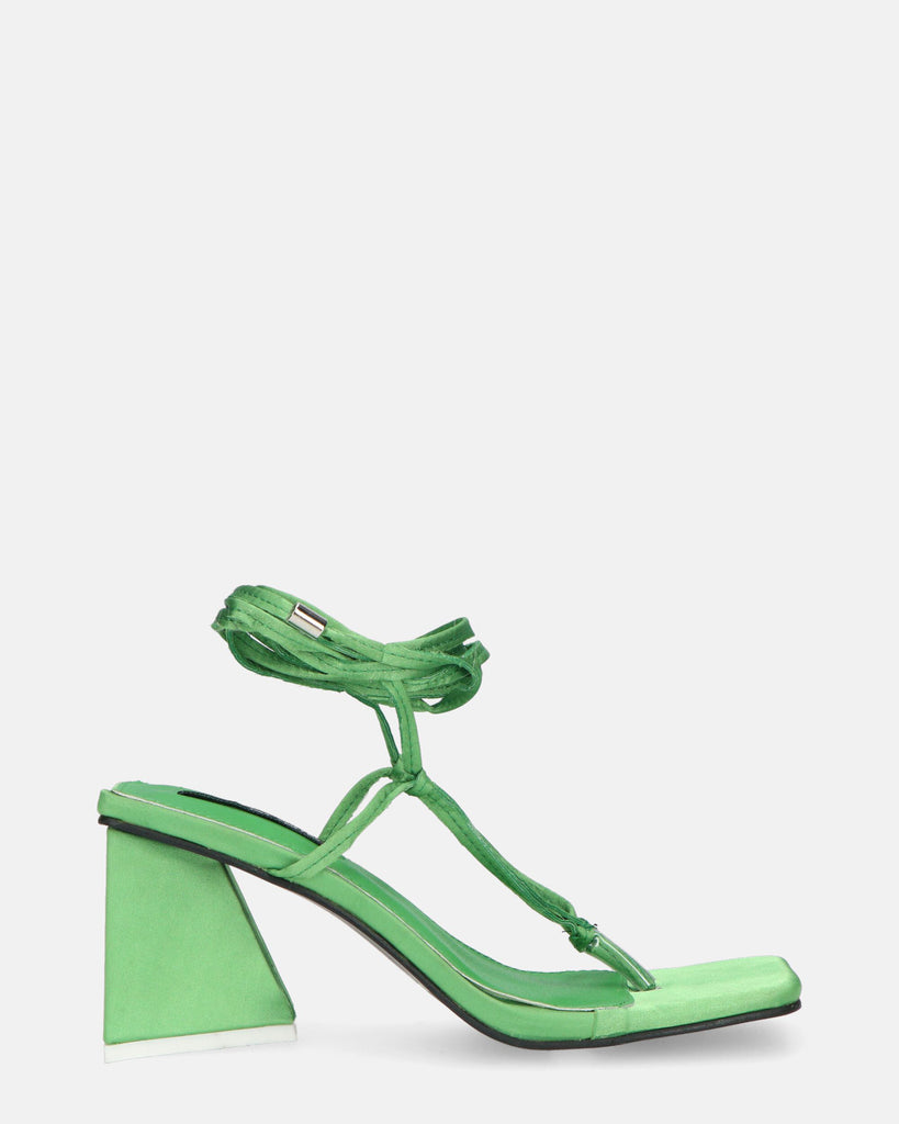 FLORIANA - sandalo con tacco squadrato in lycra verde
