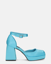 VIDA - scarpe con tacco squadrato in satin blu