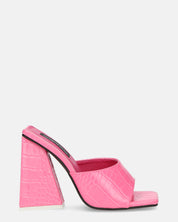 BUKET - sandali con tacco in rosa coccodrillo
