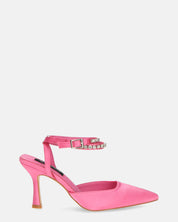 DORIS - scarpe con tacco il lycra rosa e gemme sul cinturino