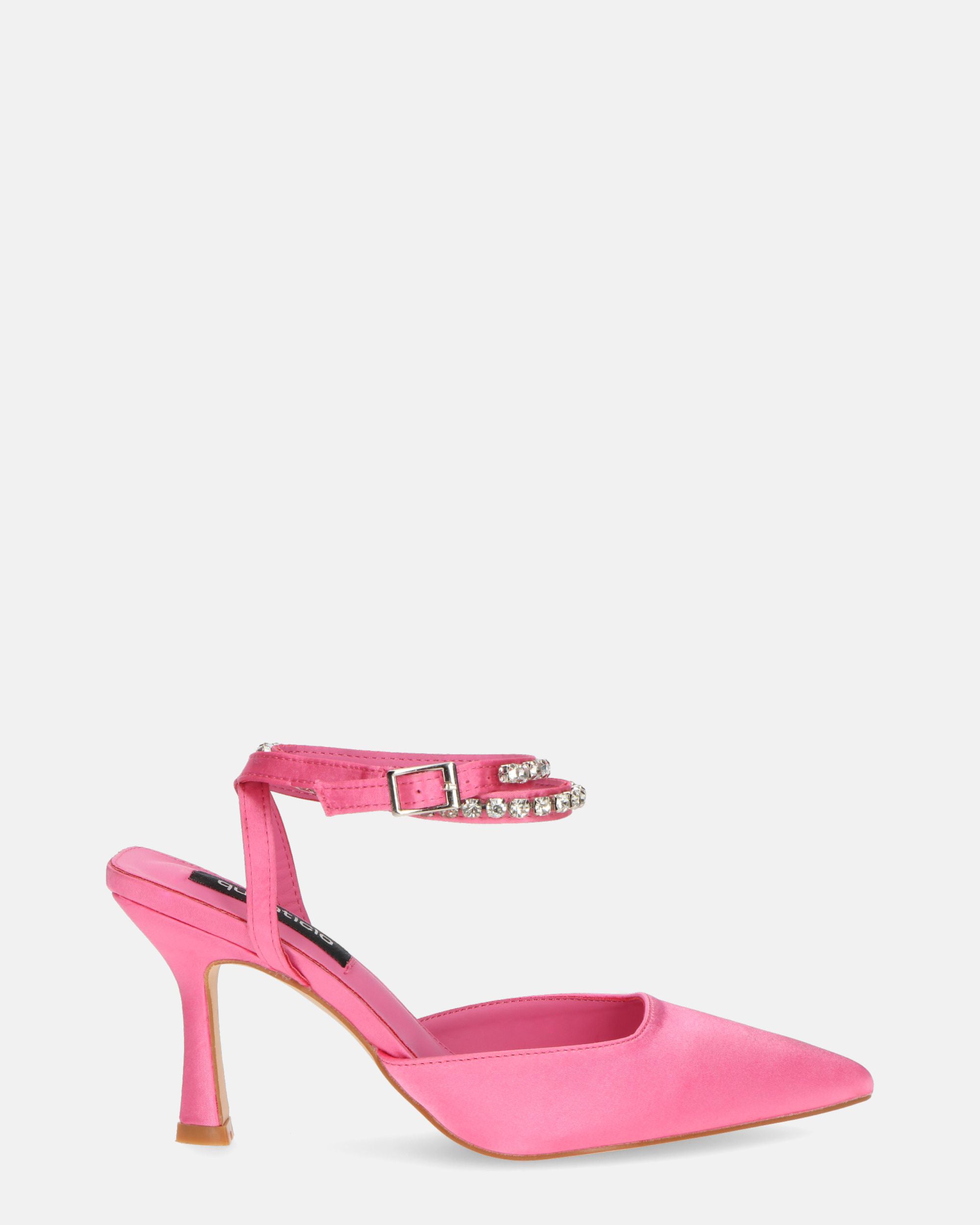 DORIS - scarpe con tacco il lycra rosa e gemme sul cinturino