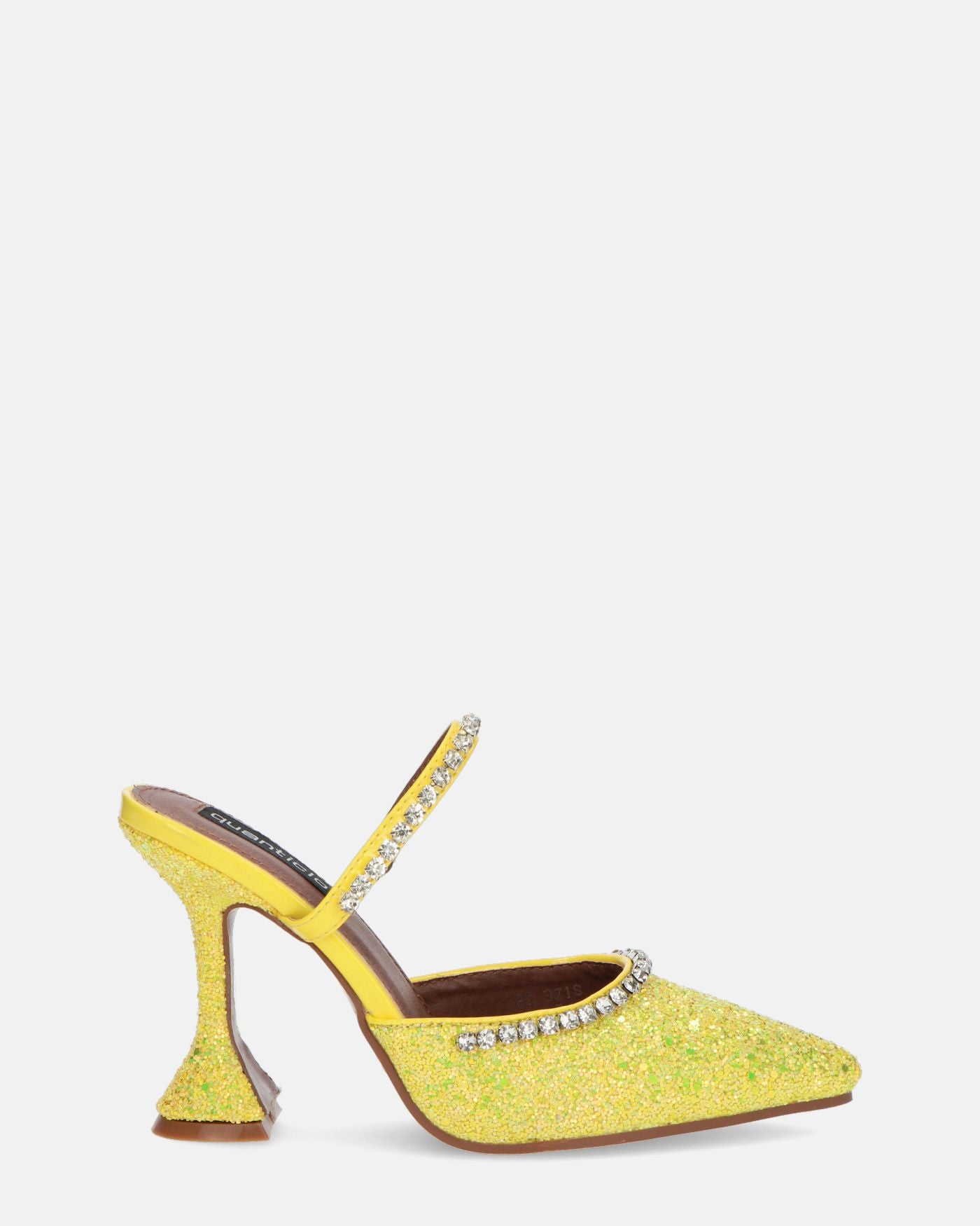 PERAL - scarpa con tacco in glitter giallo con gemme