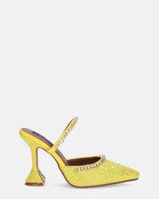 PERAL - scarpa con tacco in glitter giallo con gemme
