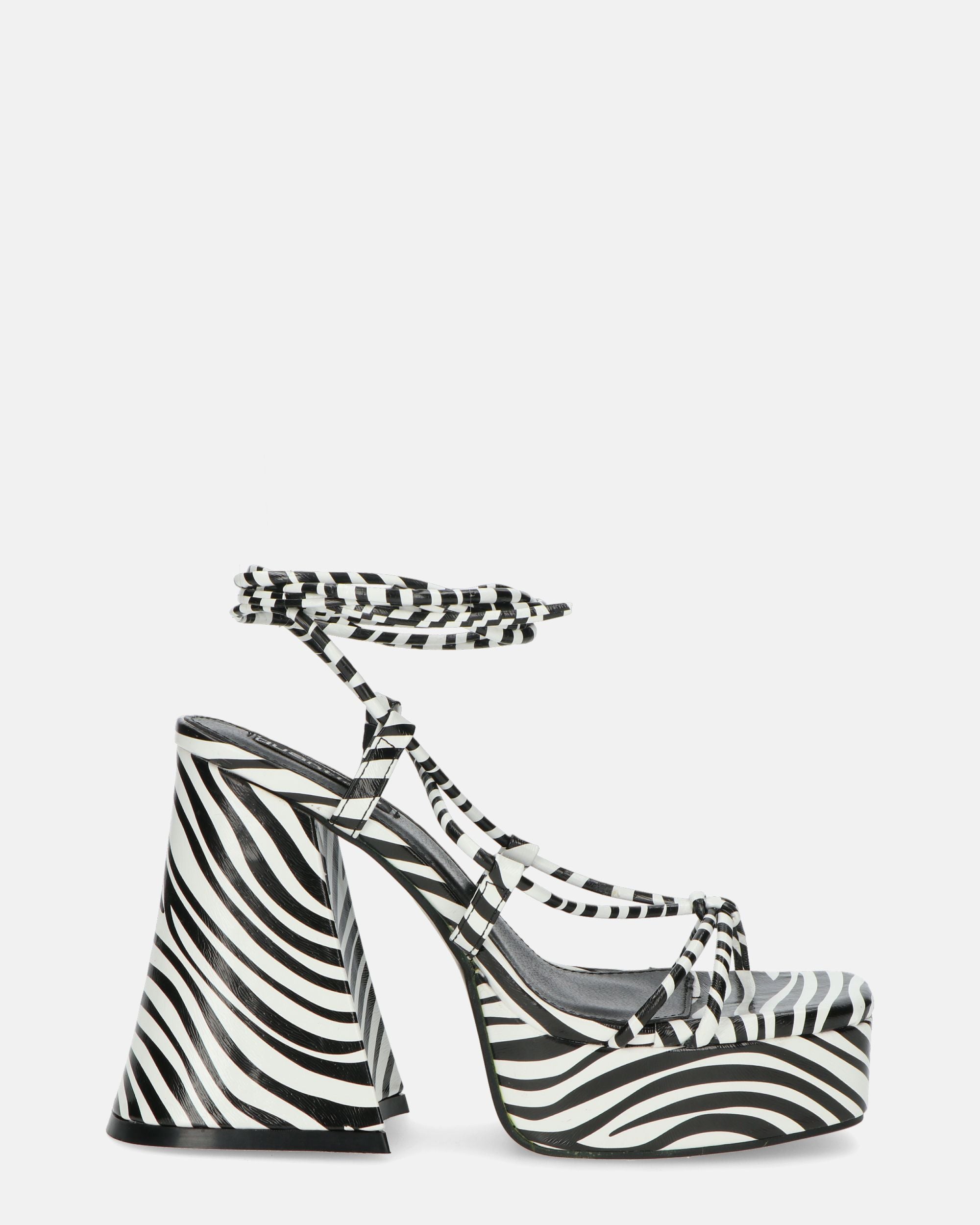 LORINA - sandali con tacco e platform zebrati
