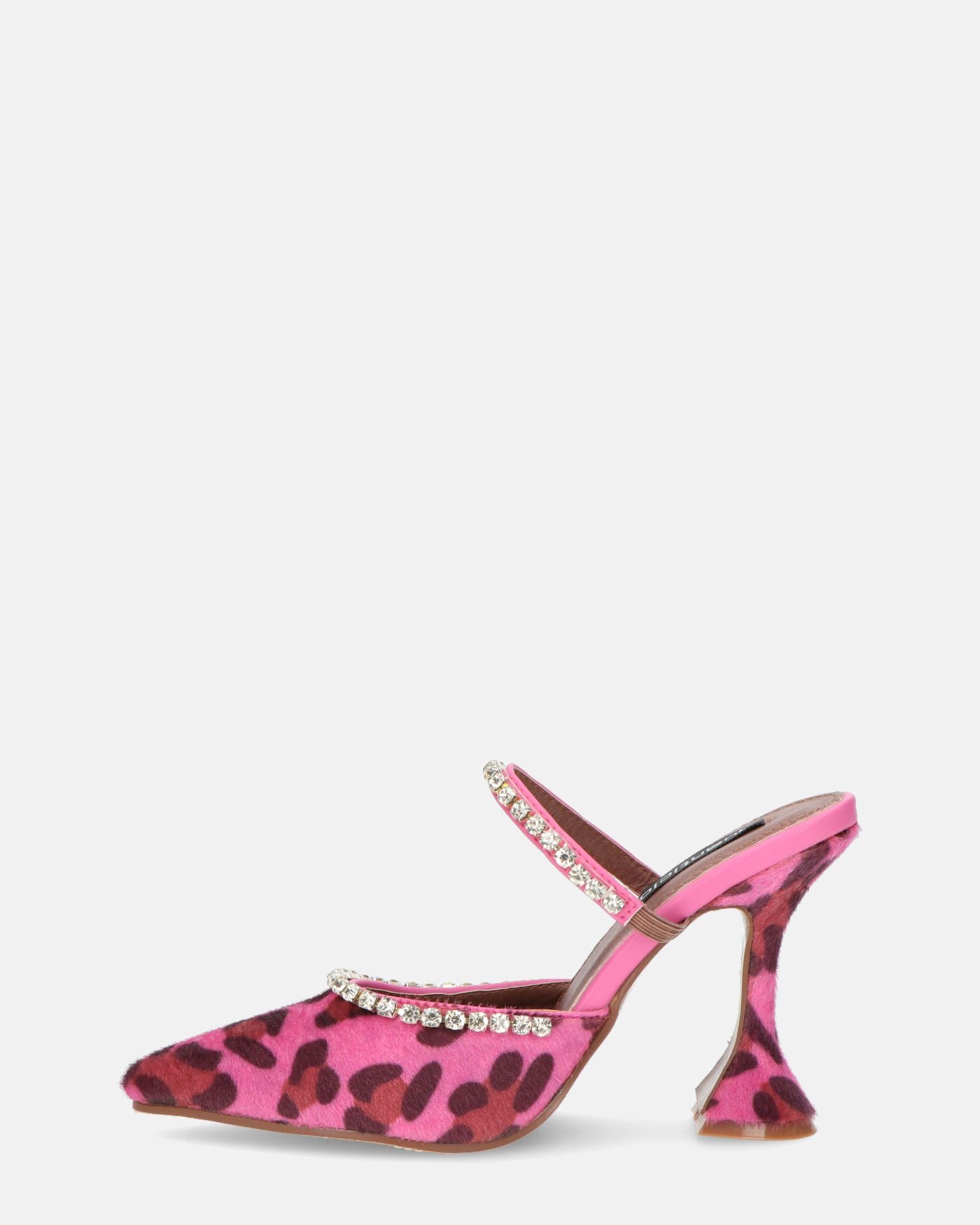 PERAL - scarpa con tacco in leopardato rosa con gemme