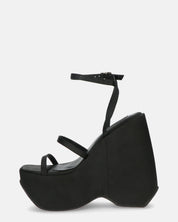 MARIMAR - sandali con zeppa in lycra nero