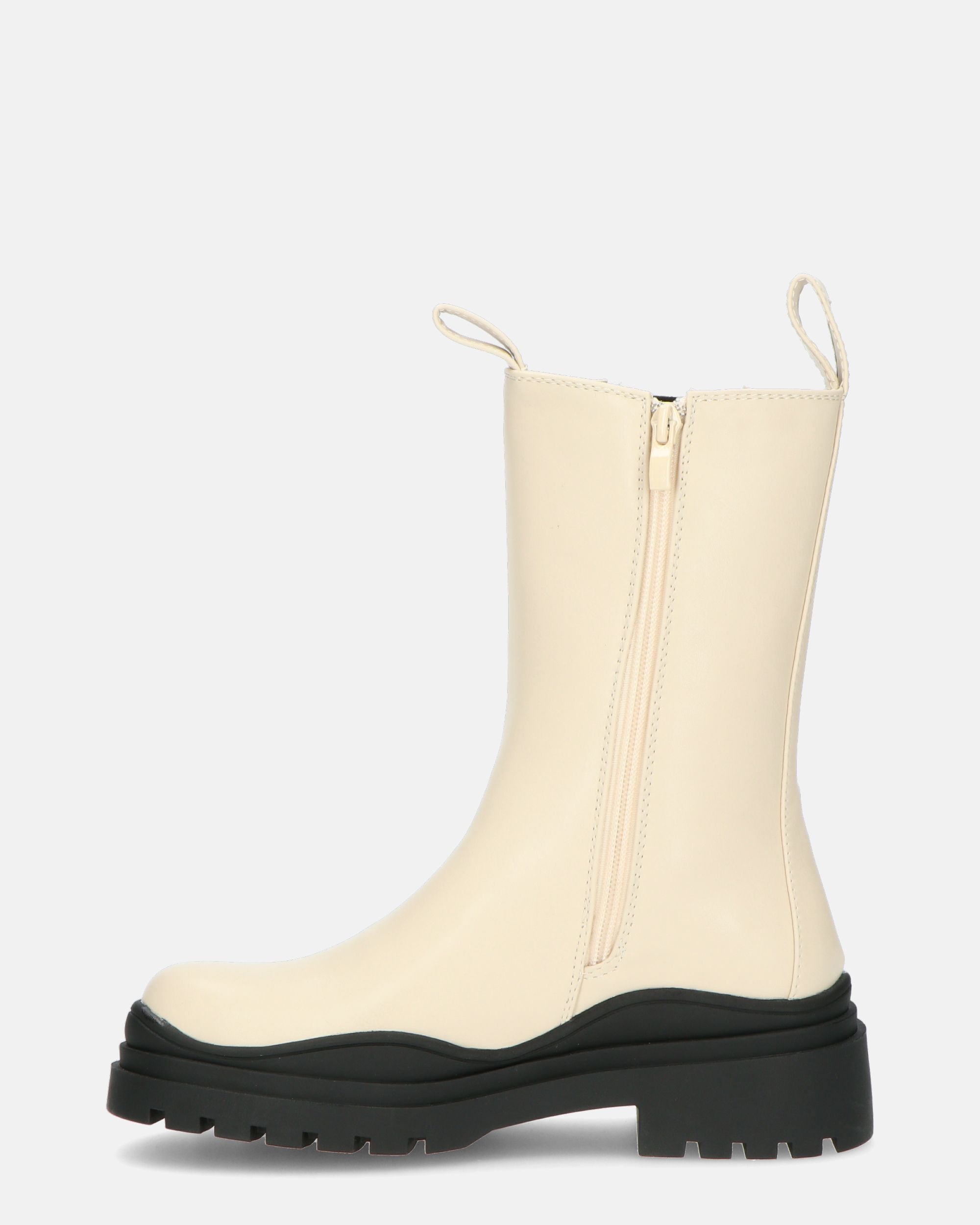 ASIA - stivaletti beige con suola nera e con banda elastica