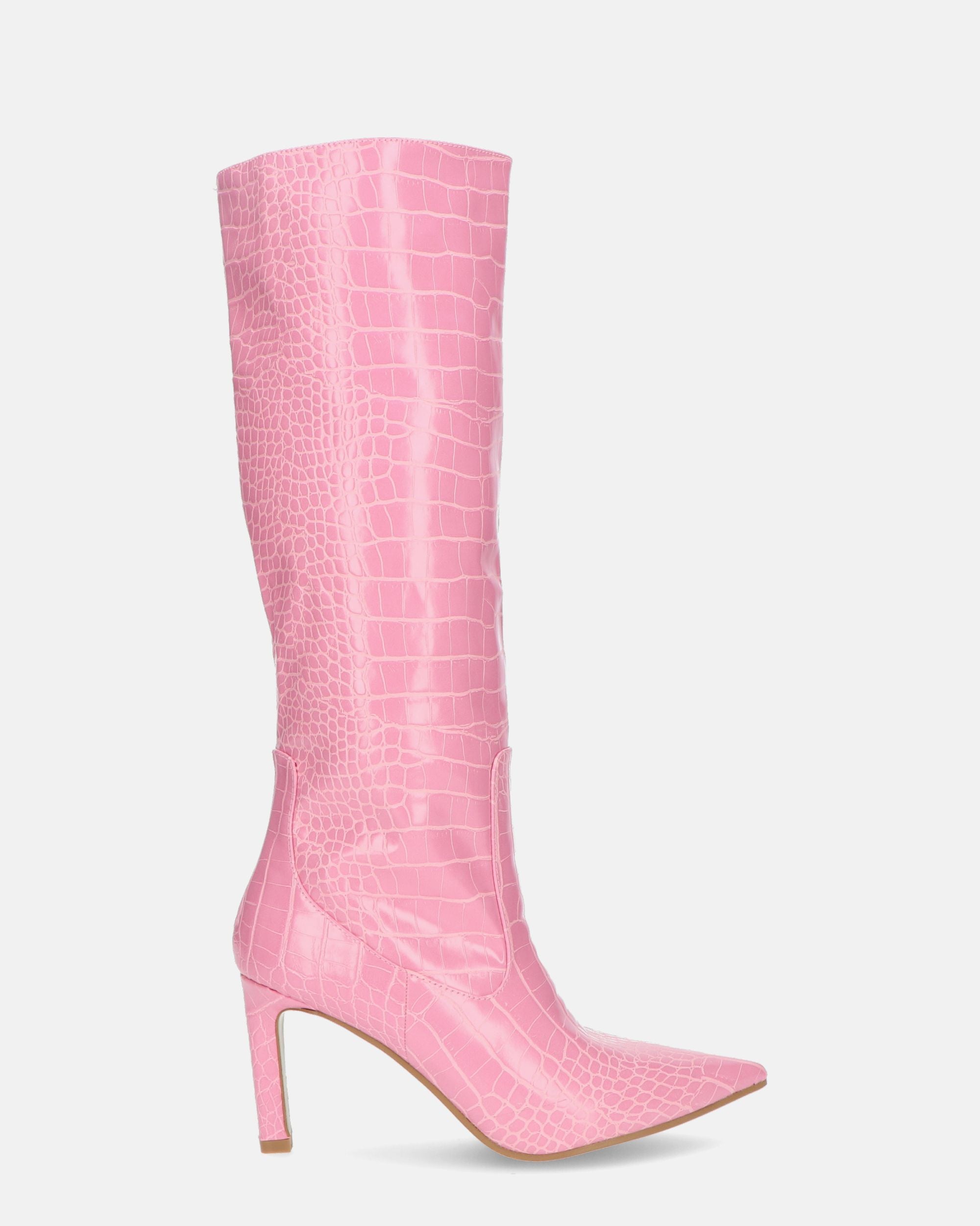 Talon Haut Bottines A Talon Croco Bottine Western Brodée à Talon