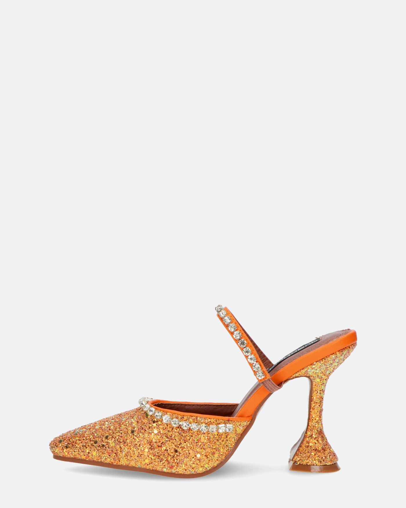 PERAL - scarpa con tacco in glitter arancio con gemme
