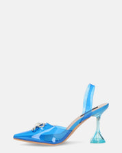 CONSUELO - tacchi in perspex blu con decorazioni in punta