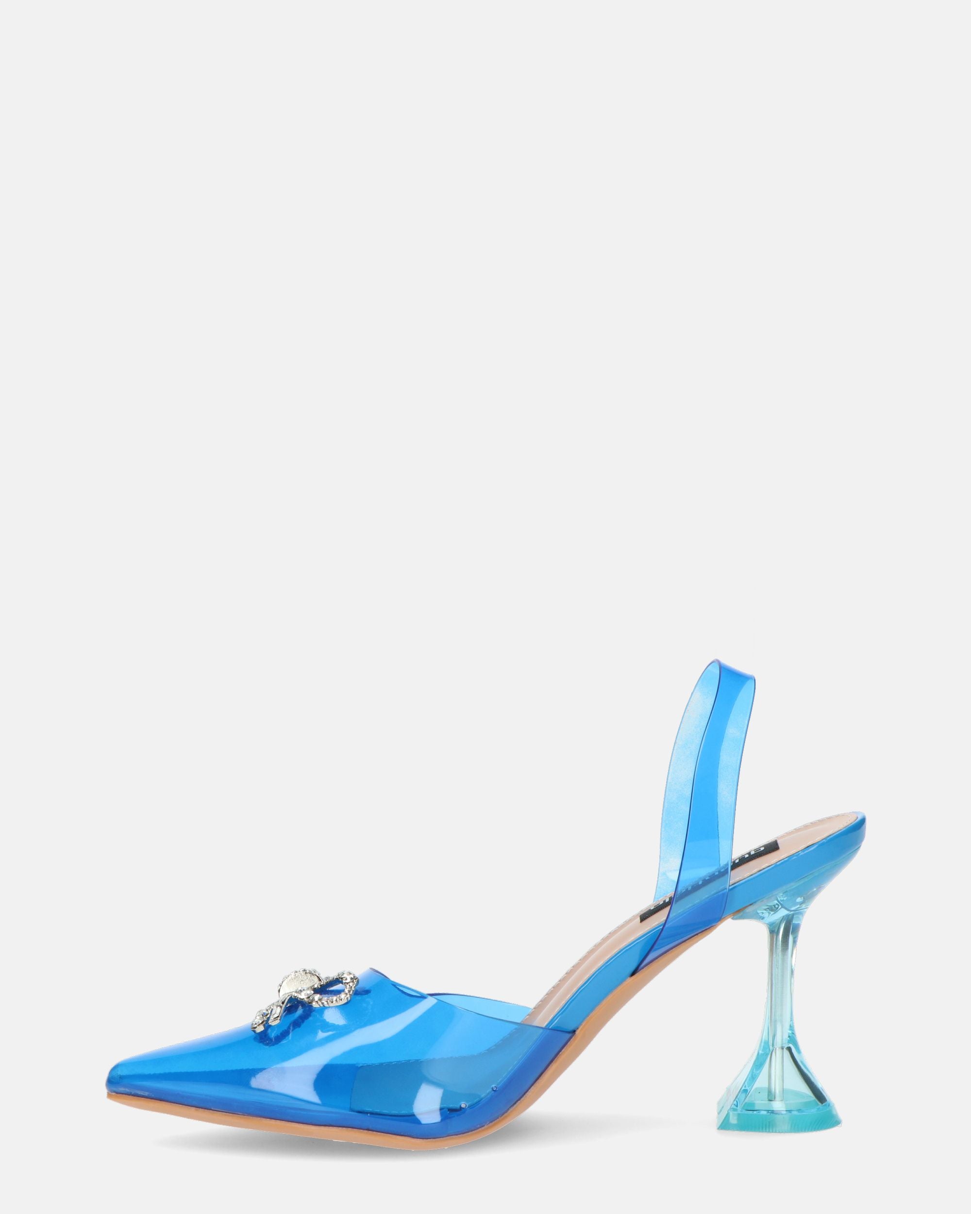 CONSUELO - tacchi in perspex blu con decorazioni in punta