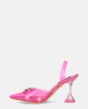 CONSUELO - tacchi in perspex fucsia con decorazioni in punta