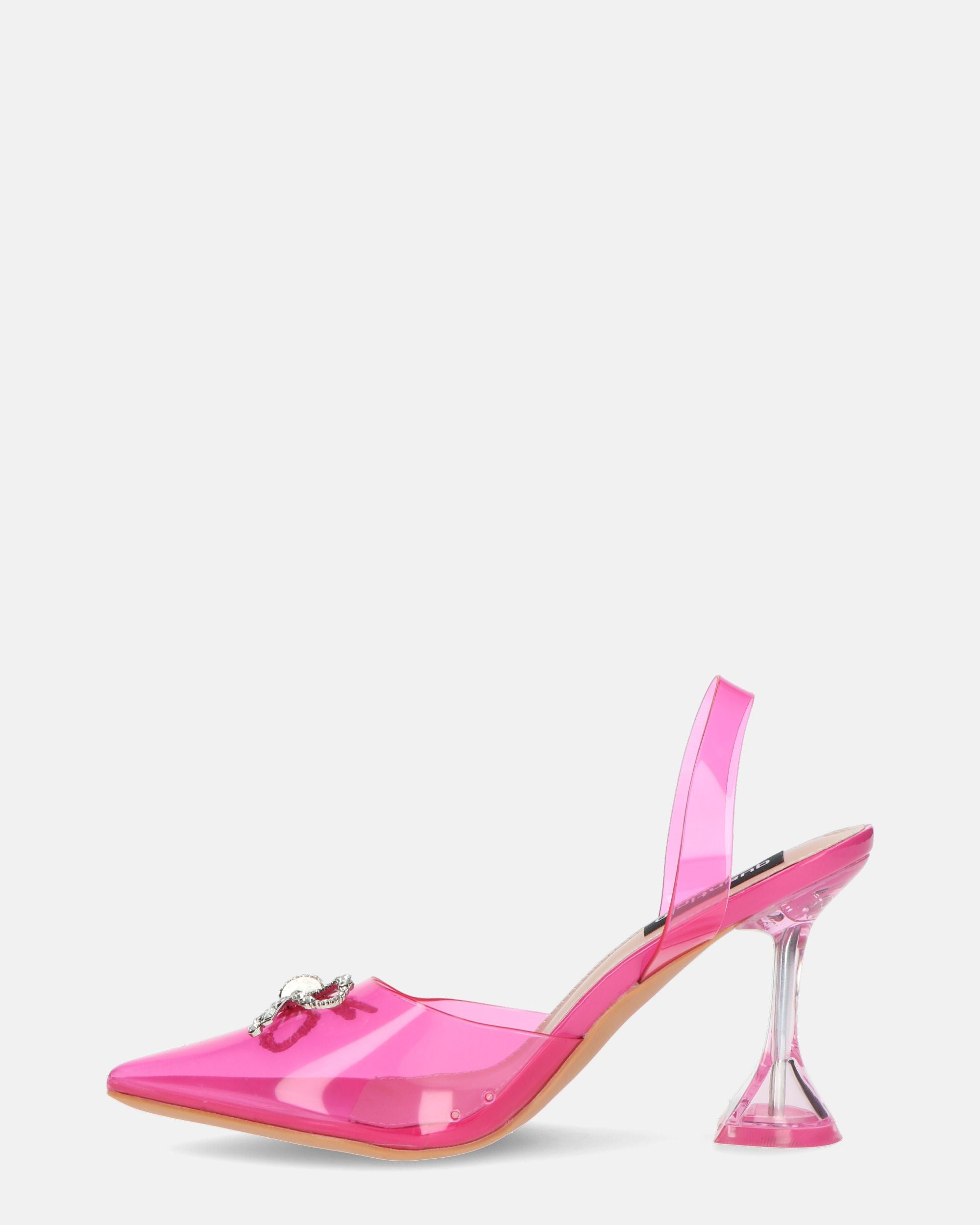 CONSUELO - tacchi in perspex fucsia con decorazioni in punta