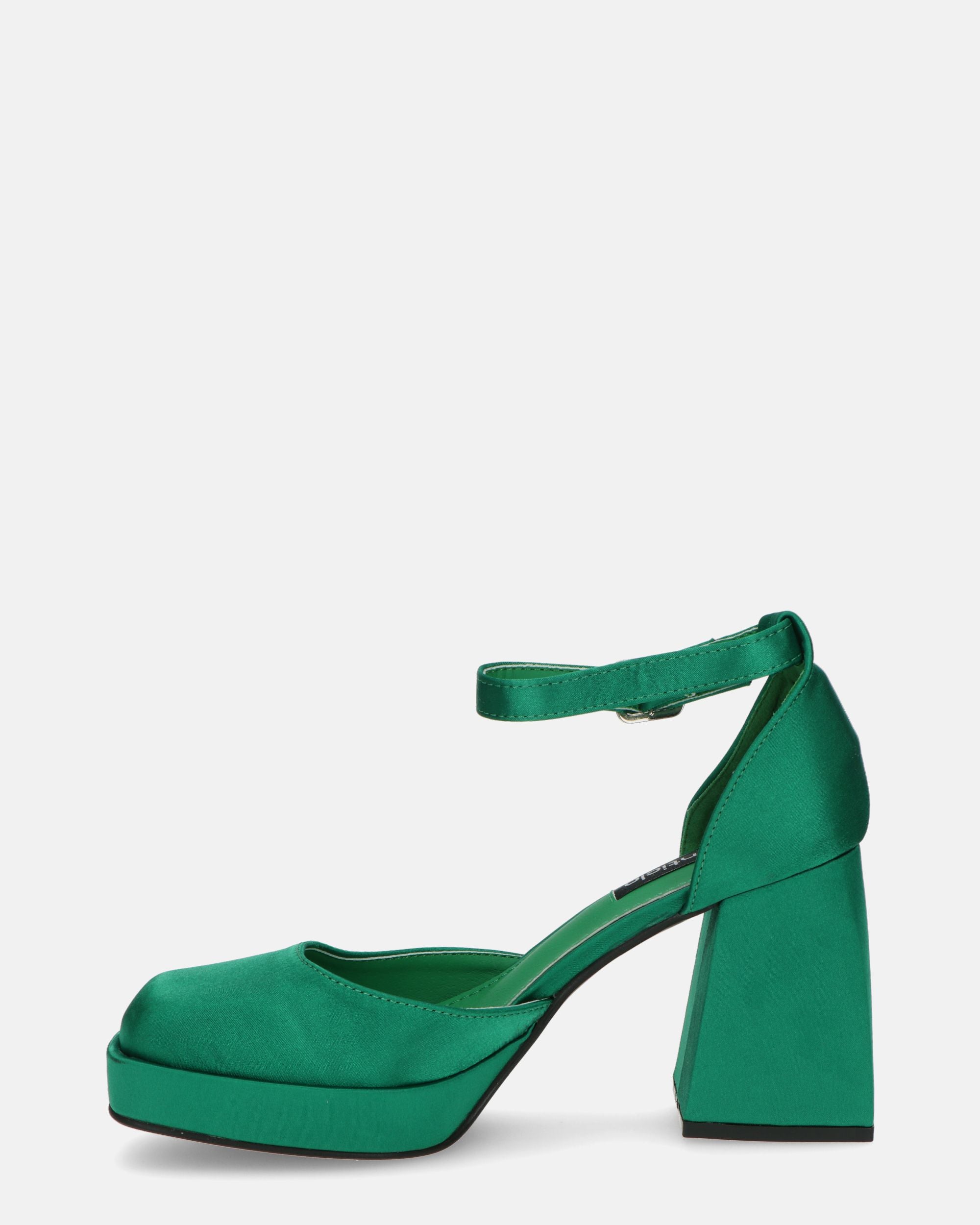 VIDA - scarpe con tacco squadrato in satin verde