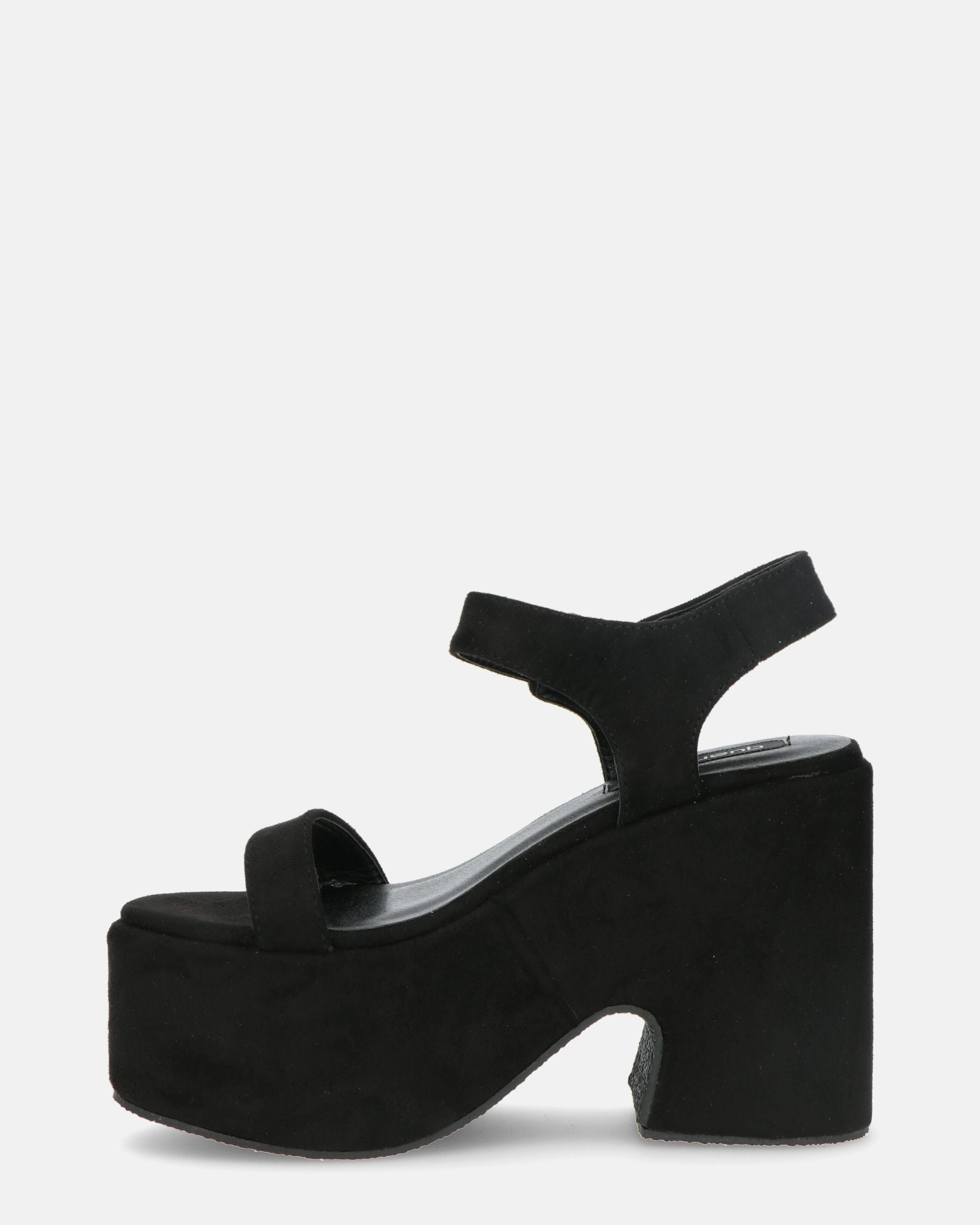 ALBA - tacco platform in camoscio nero