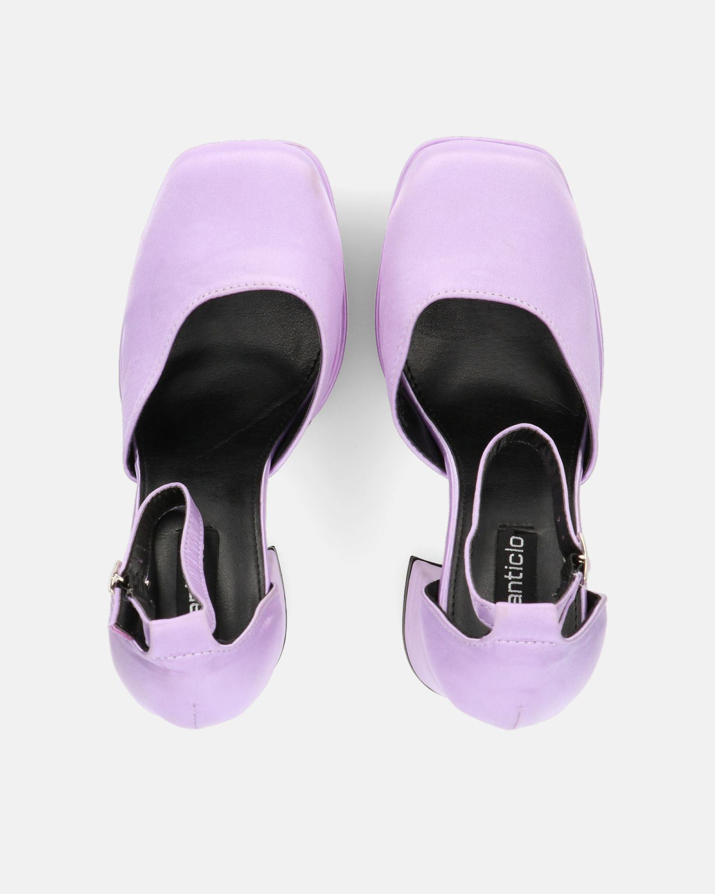 DELANEY - décolleté violetto in raso, tacco alto e doppio plateau