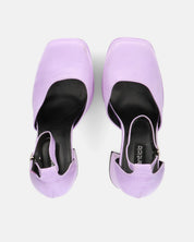 DELANEY - décolleté violetto in raso, tacco alto e doppio plateau