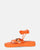 AURA - sandali bassi arancioni con catena dorata e lacci
