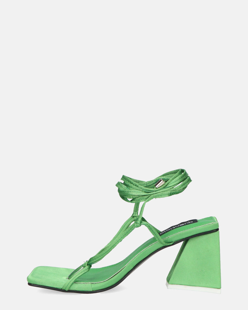 FLORIANA - sandalo con tacco squadrato in lycra verde