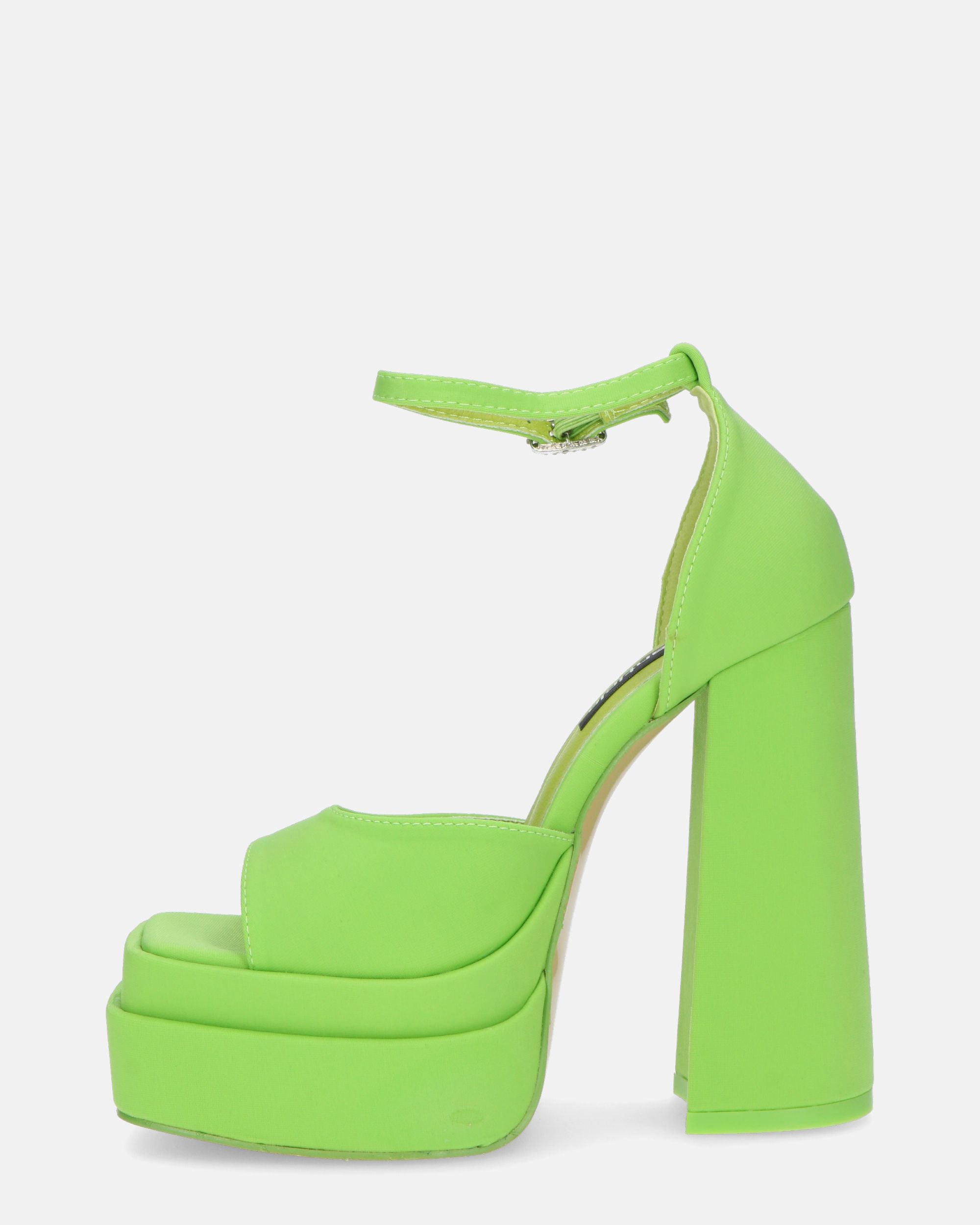 AVA - sandali con tacchi alti in lycra verde e gemme nel cinturino