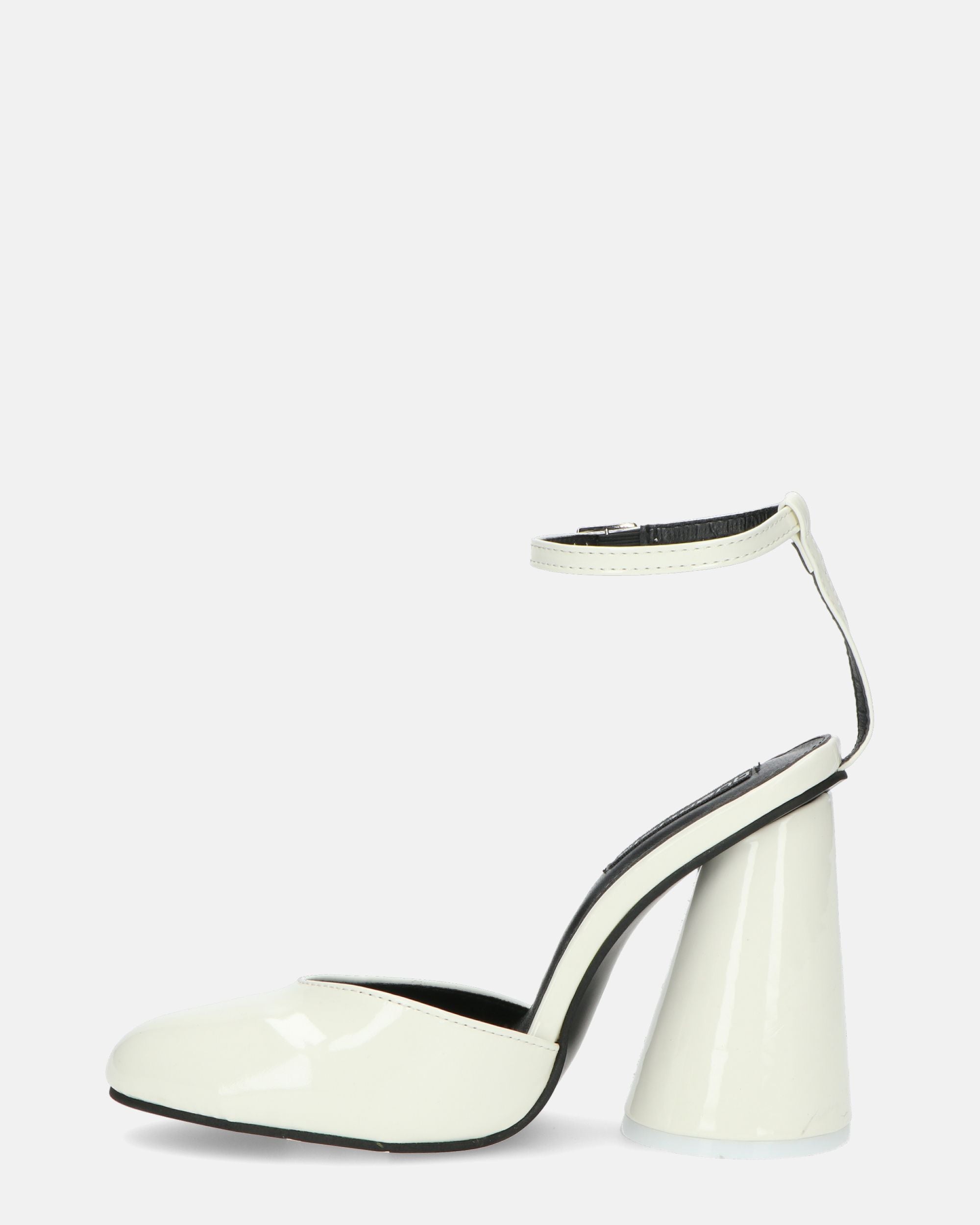 MAYBELLE - sandali in glassy bianco con tacco cilindrico