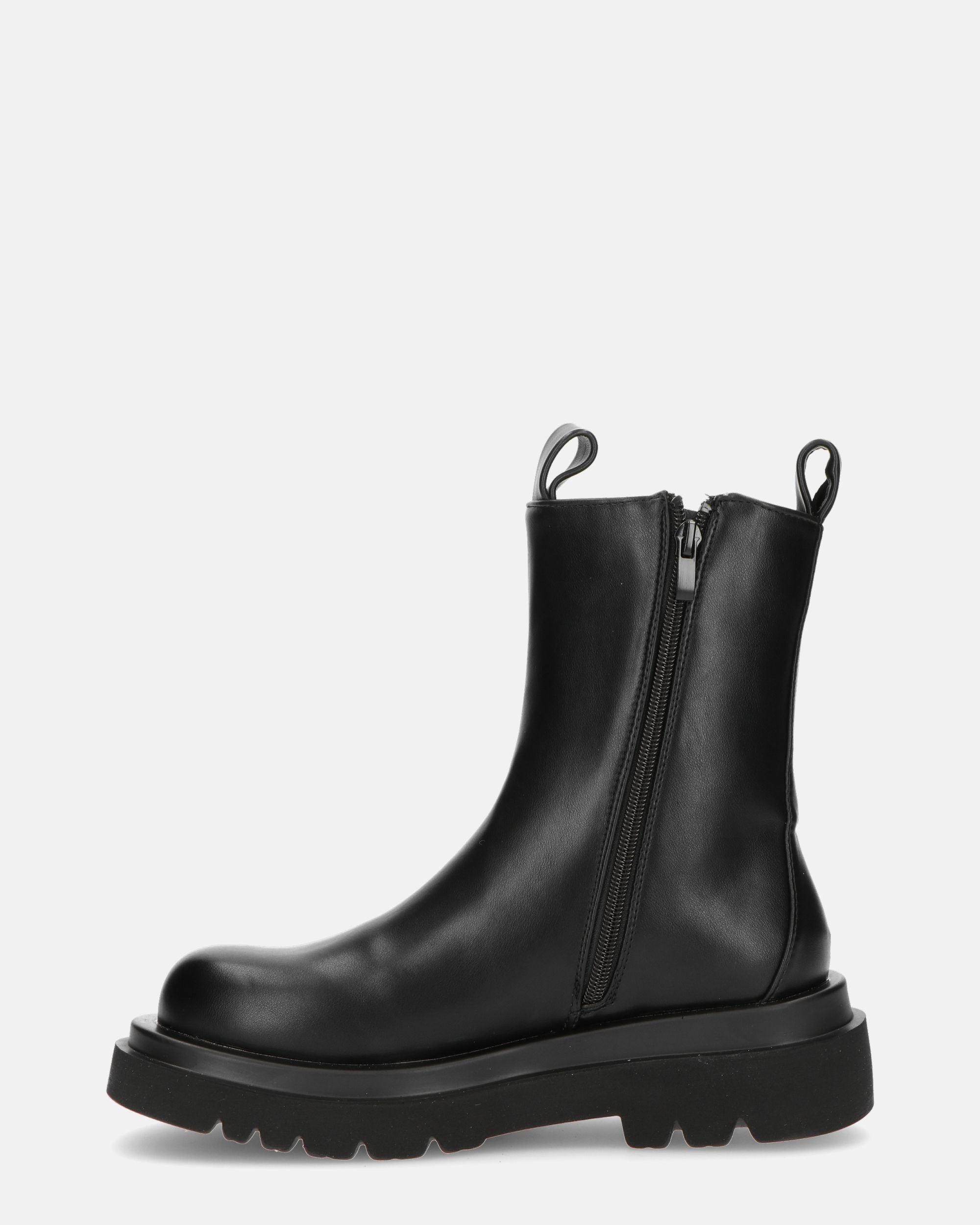 FEBE - chaussures noires avec élastique en simili cuir