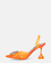 KENAN - scarpe in perspex arancio con decorazione di gemme in punta