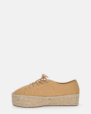 DESTINY - espadrilles à plateforme en dentelle beige