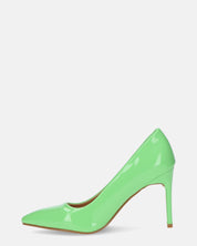 PORSHA - decolette in glassy verde con tacco a spillo
