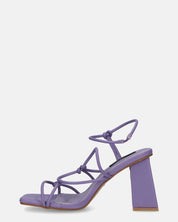 ZAHINA - sandali viola in ecopelle con tacco quadrato