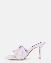ENRICA - sandale en cuir tressé violet avec talon