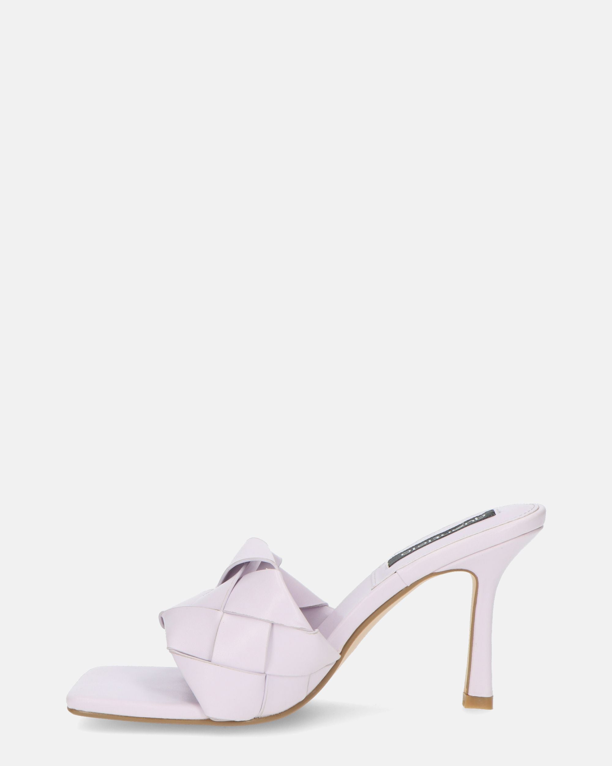 ENRICA - sandale en cuir tressé violet avec talon