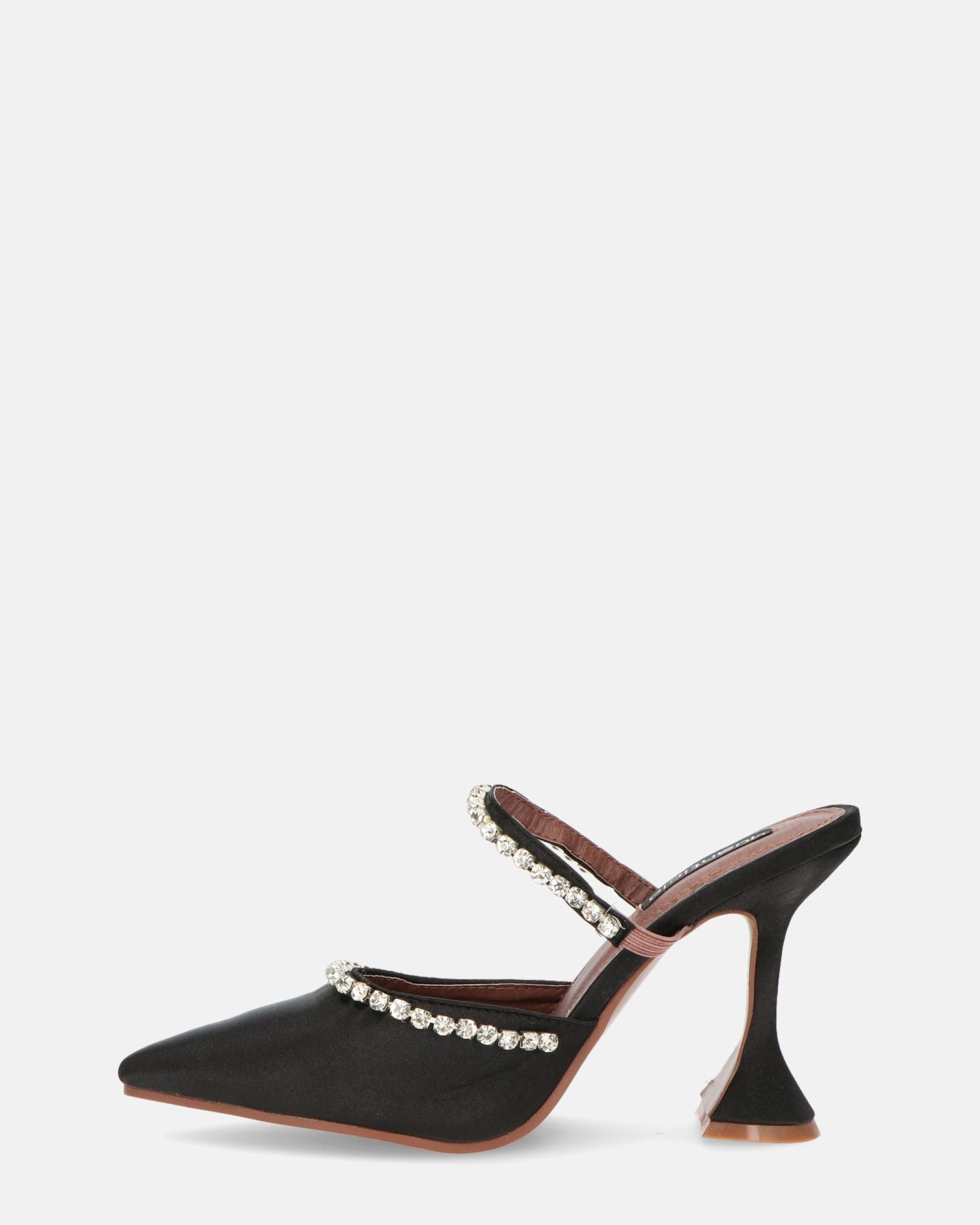 PERAL - scarpa con tacco in nero lycra con gemme
