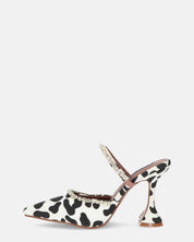 PERAL - scarpa con tacco in leopardato bianconero con gemme
