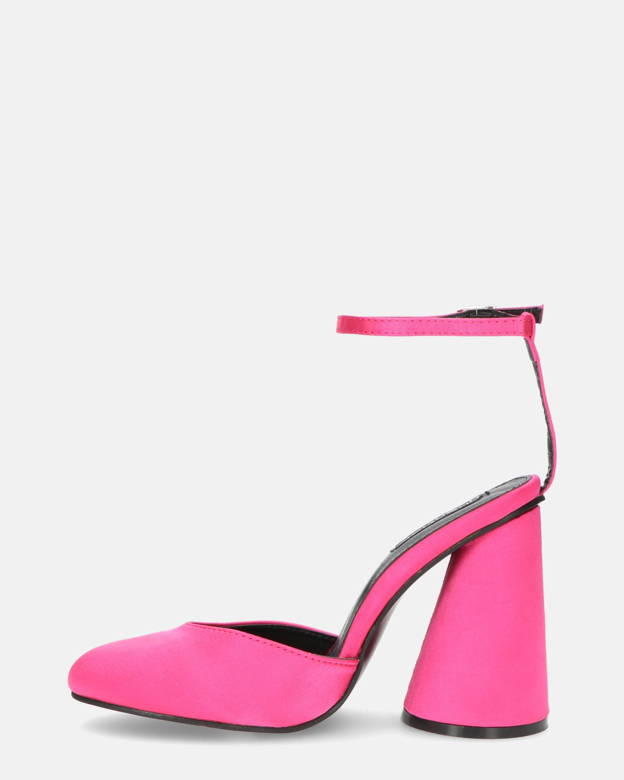 MAYBELLE - sandali in lycra fucsia con tacco cilindrico