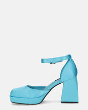 VIDA - scarpe con tacco squadrato in satin blu