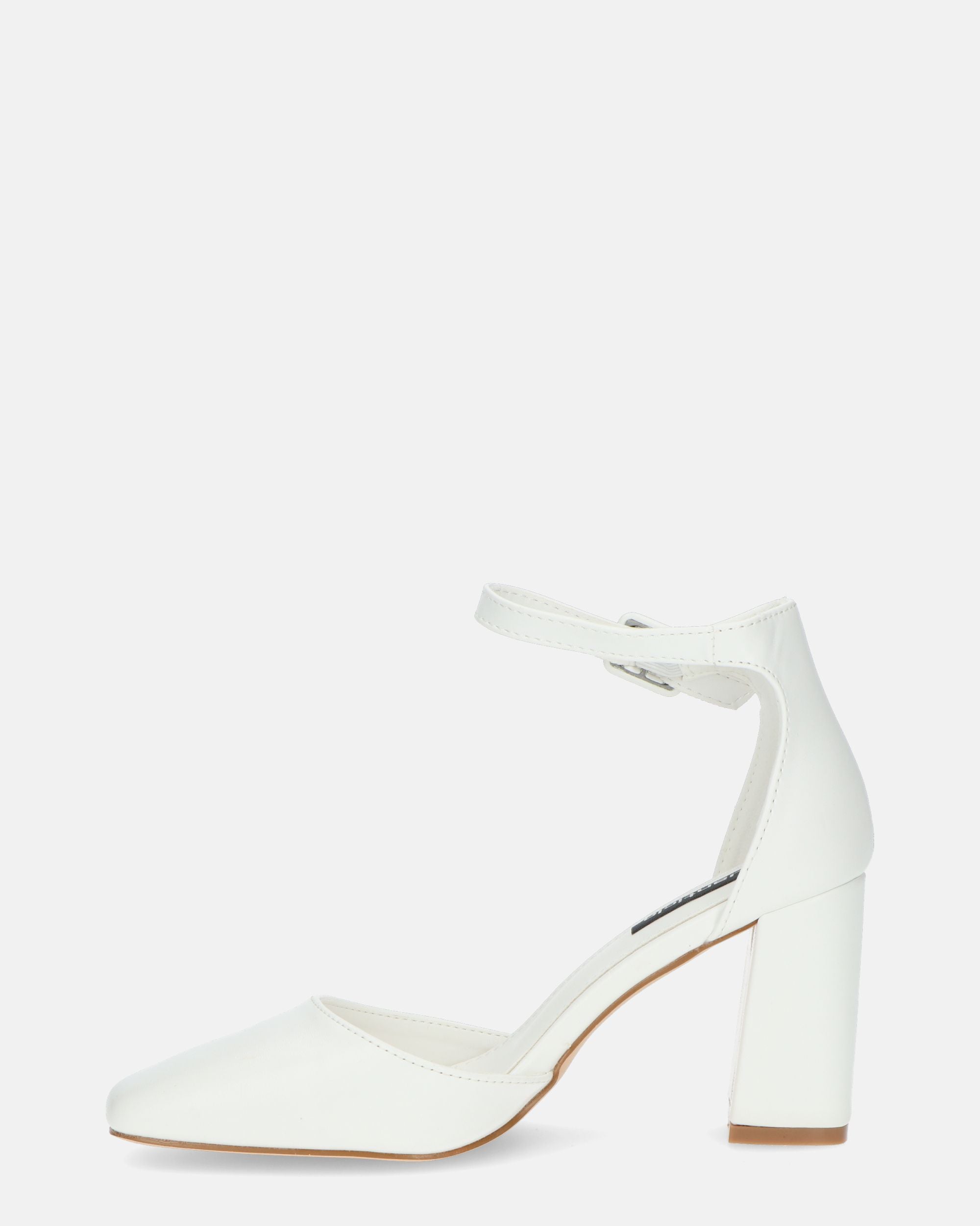 POLINA - scarpe bianche con tacco e cinturino