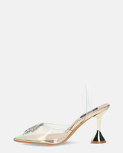 KENAN - scarpe in perspex oro con decorazione di gemme in punta