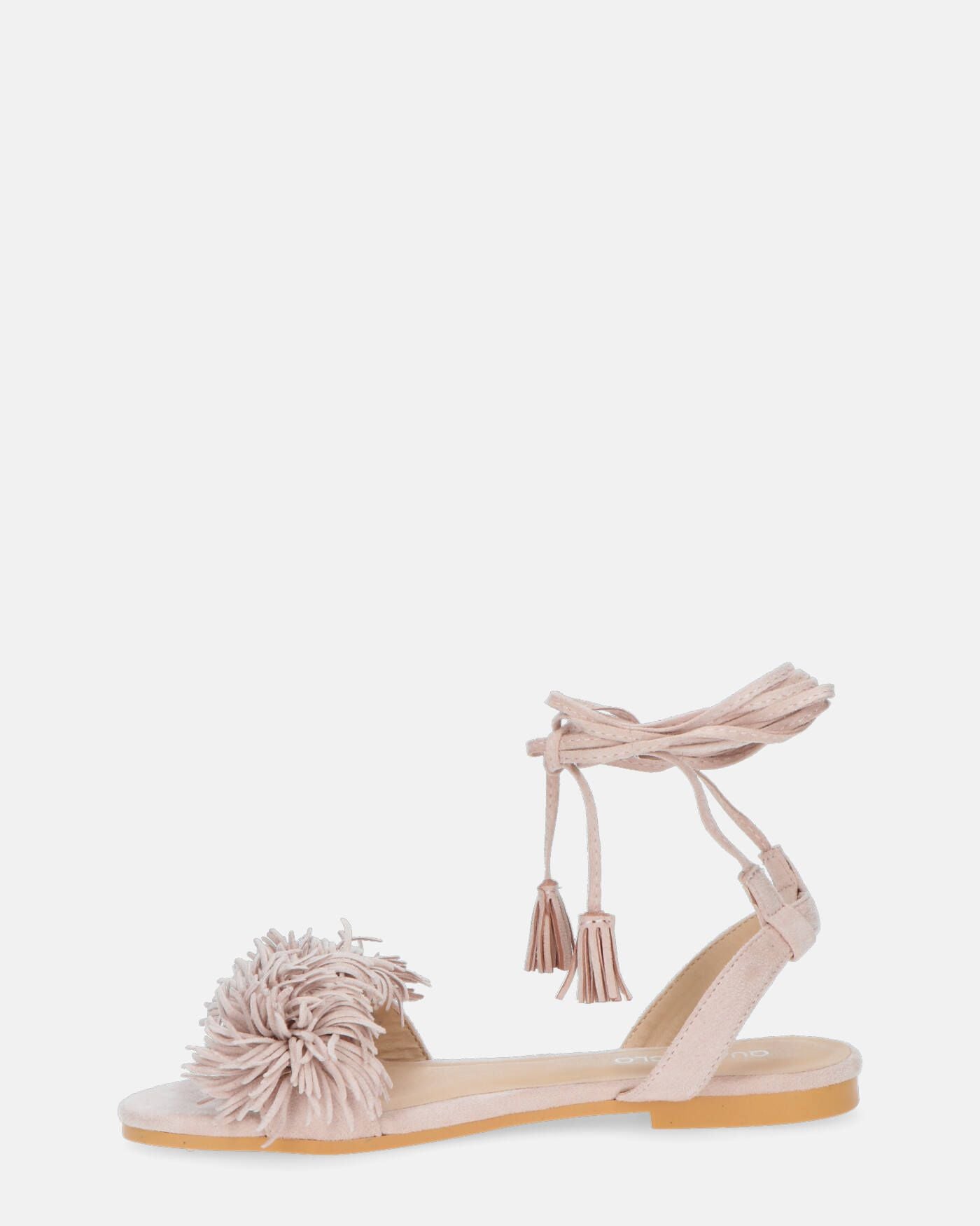 VALERY - sandali in camoscio beige con lacci